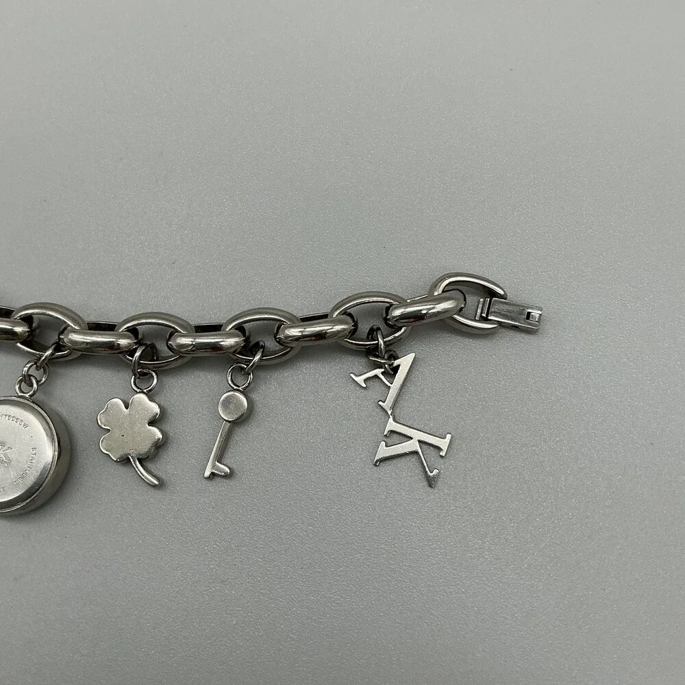 Anne Klein Womens Watch 20mm Silver Tone Charms AK 10/7805SW New Battery 7.5